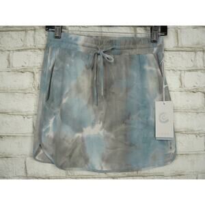 $88 Johnny Was Calme Rain Blue Tie Dye Commuter Short Skirt w/Pockets Medium NEW